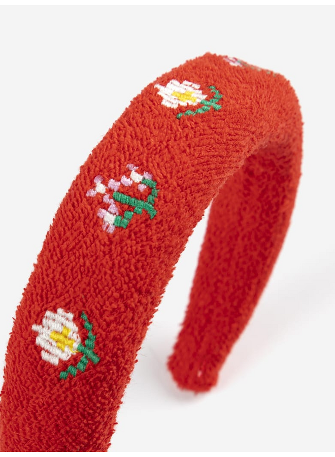 Bobo Choses | pixel daisies terry cloth headband | red