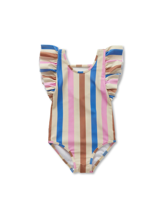 Sproet & Sprout | swimsuit ruffles multi stripes  | sesame