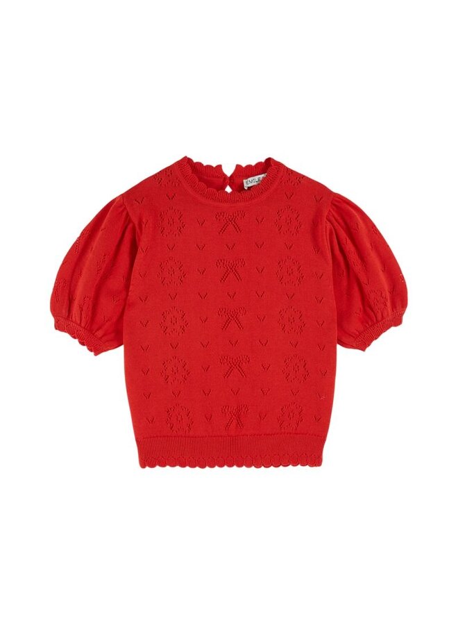 Emile & Ida | pullover ajoure | coquelicot