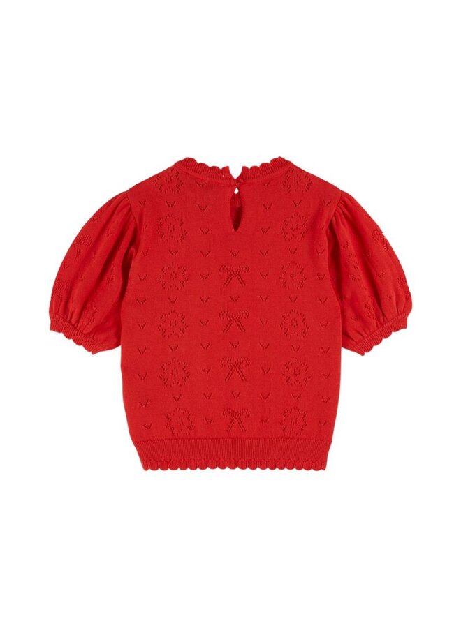 Emile & Ida | pullover ajoure | coquelicot