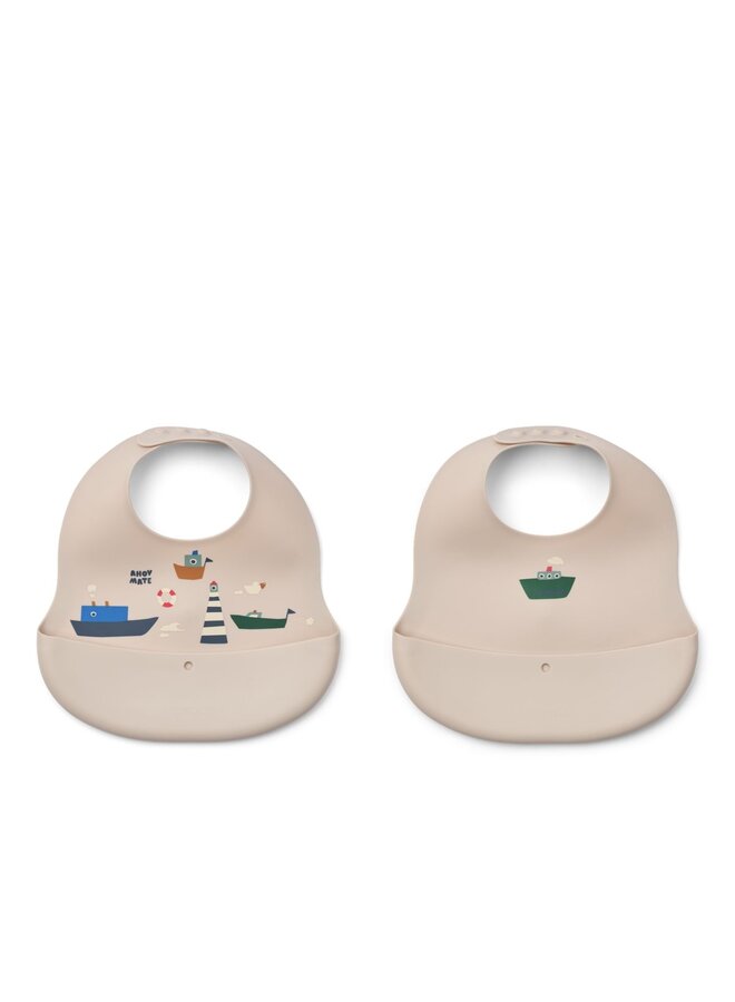 Liewood | ember printed bib 2-pack | sailing/sandy