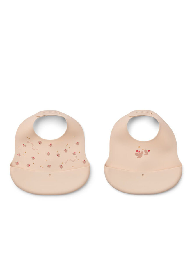 Liewood | ember printed bib 2-pack | mini butterfly/apple blossom