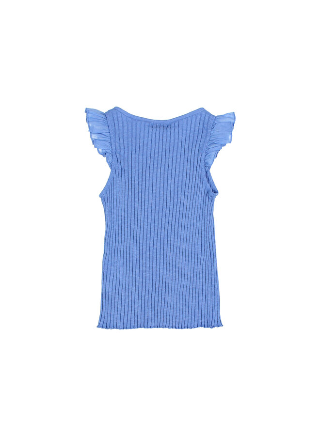 Buho | rib ruffle t-shirt | ocean blue