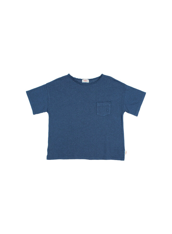 Buho | pocket linen t-shirt | navy
