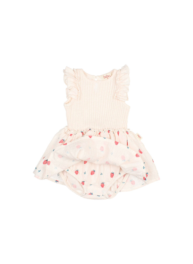 Buho | bb strawberry combi dress | cream pink