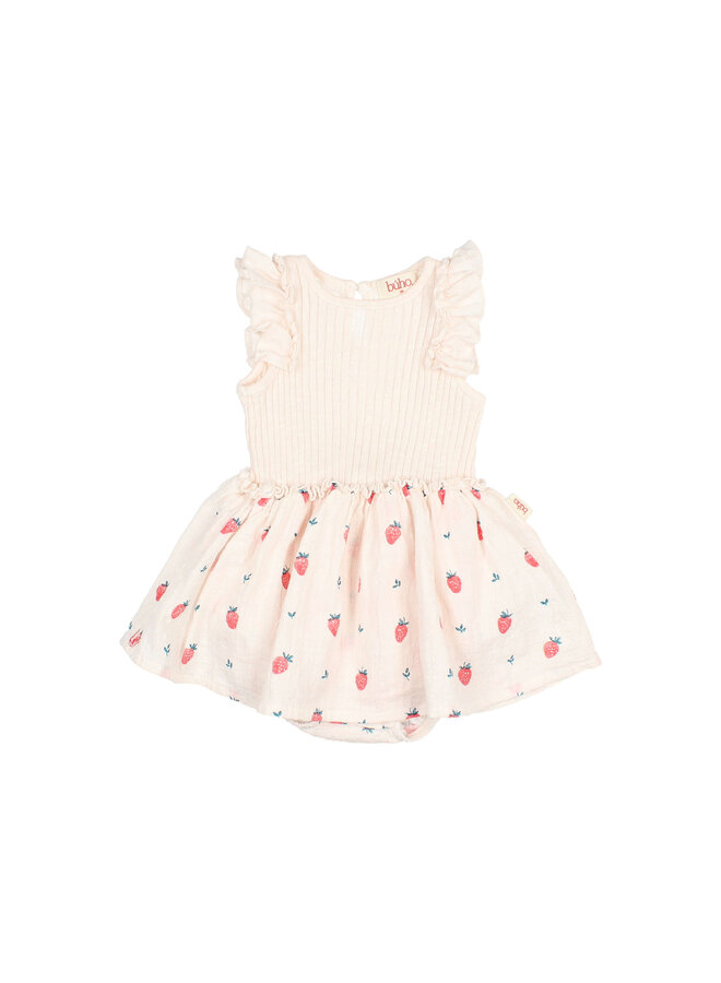 Buho | bb strawberry combi dress | cream pink