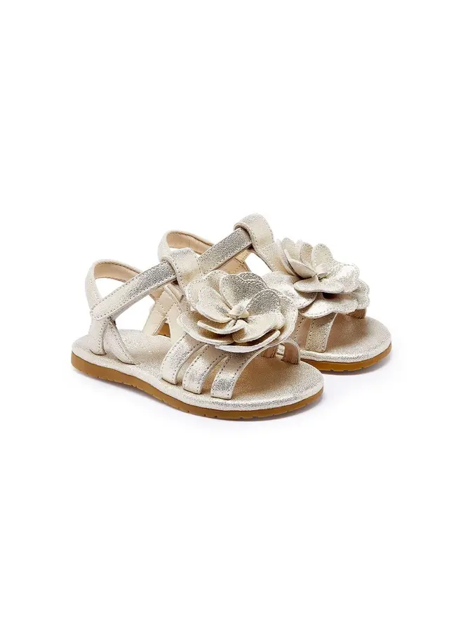 Donsje | iles fields sandals | shimmer buttercup | silver metallic leather
