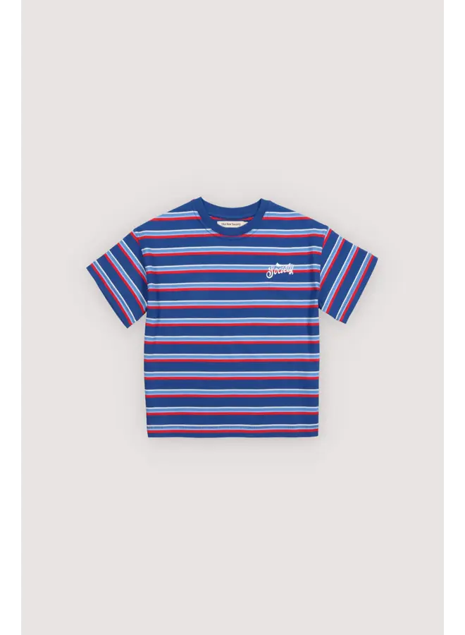 The New Society | ciclan t-shirt deep sea blue mini stripes