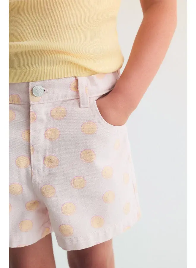 The New Society | smiley denim short smiley print