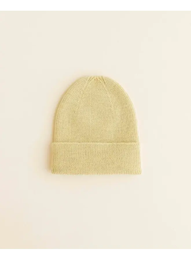 Hvid | beanie fonzie newborn | light yellow