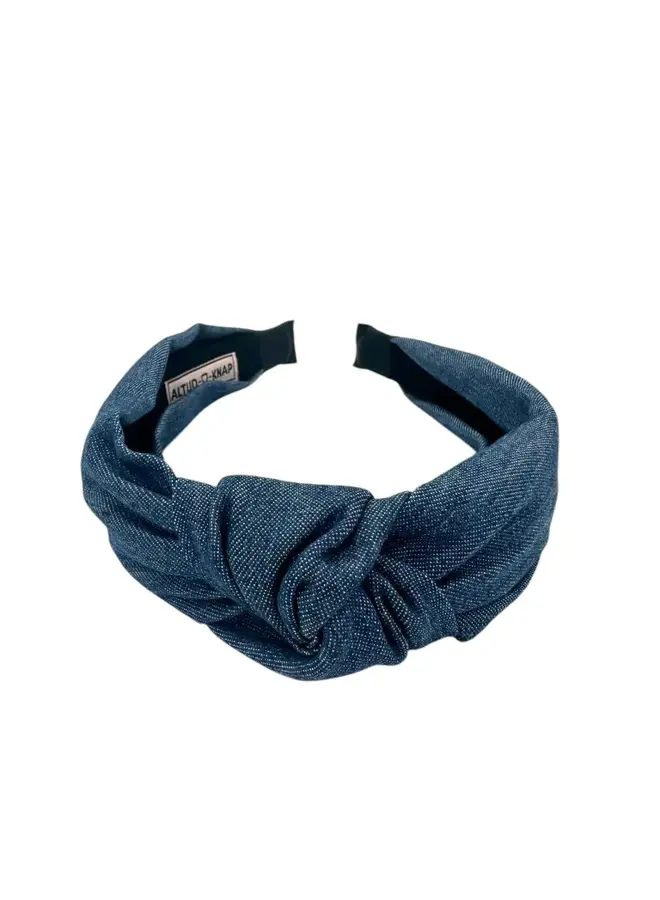 Altijd Knap | haarband | denim met knoop donkerblauw