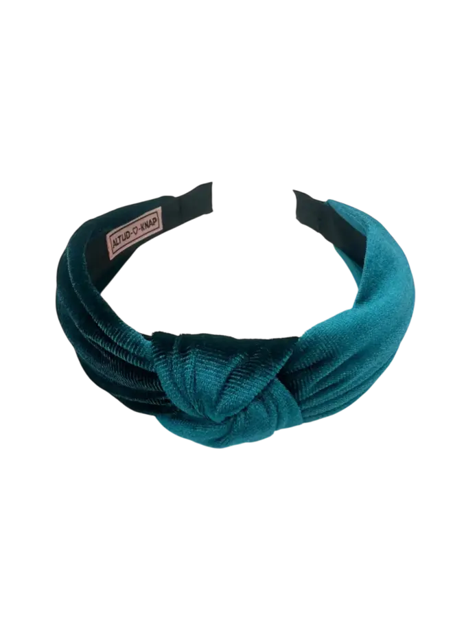 Altijd Knap | haarband | velvet met knoop zeeblauw