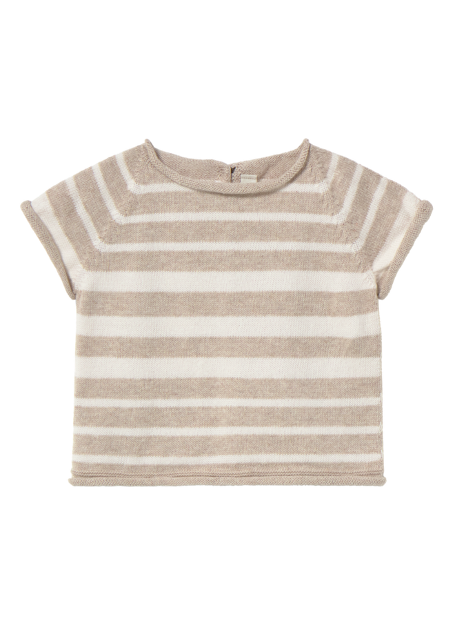Li & Me | vincent | striped short sleeve sweater | cream - toated