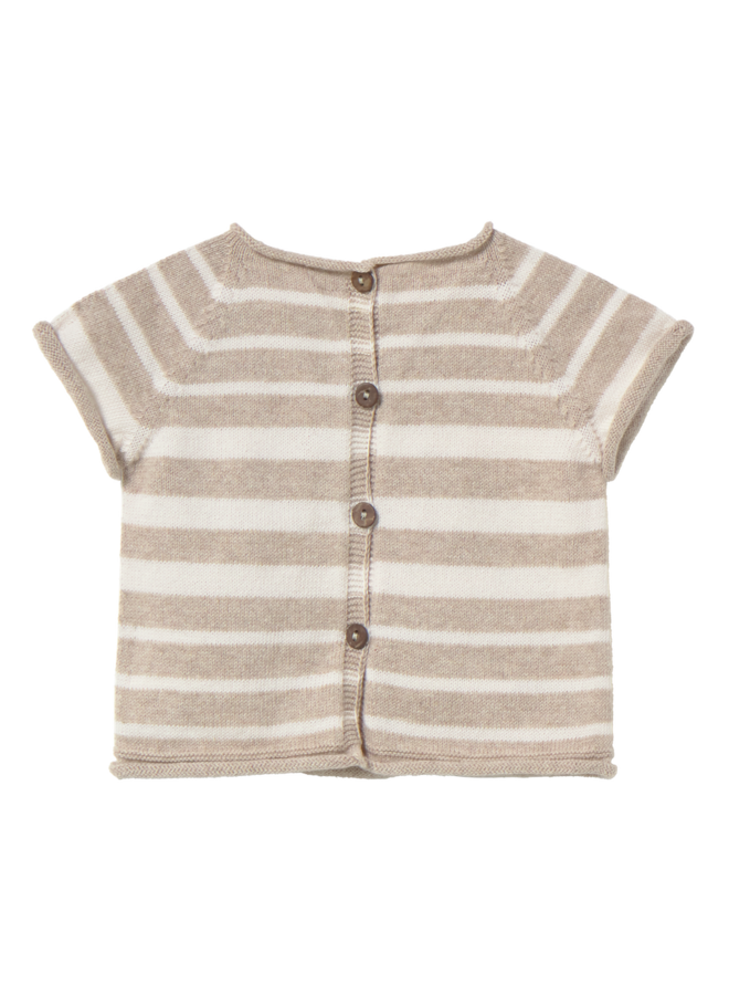 Li & Me | vincent | striped short sleeve sweater | cream - toated
