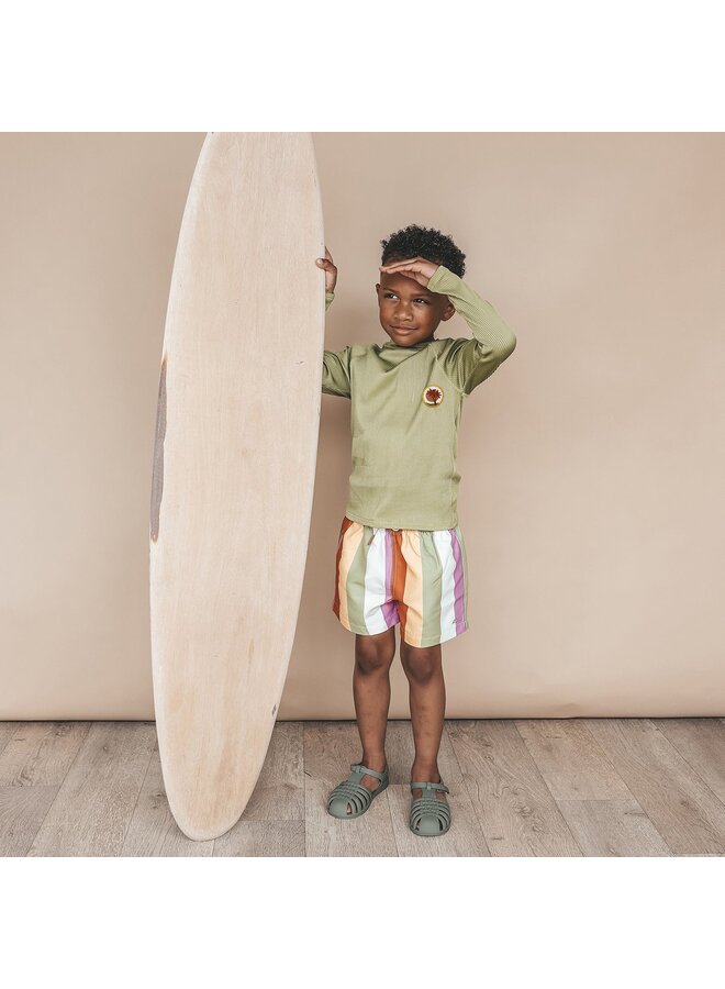 Salted Stories | multi stripe swim shorts