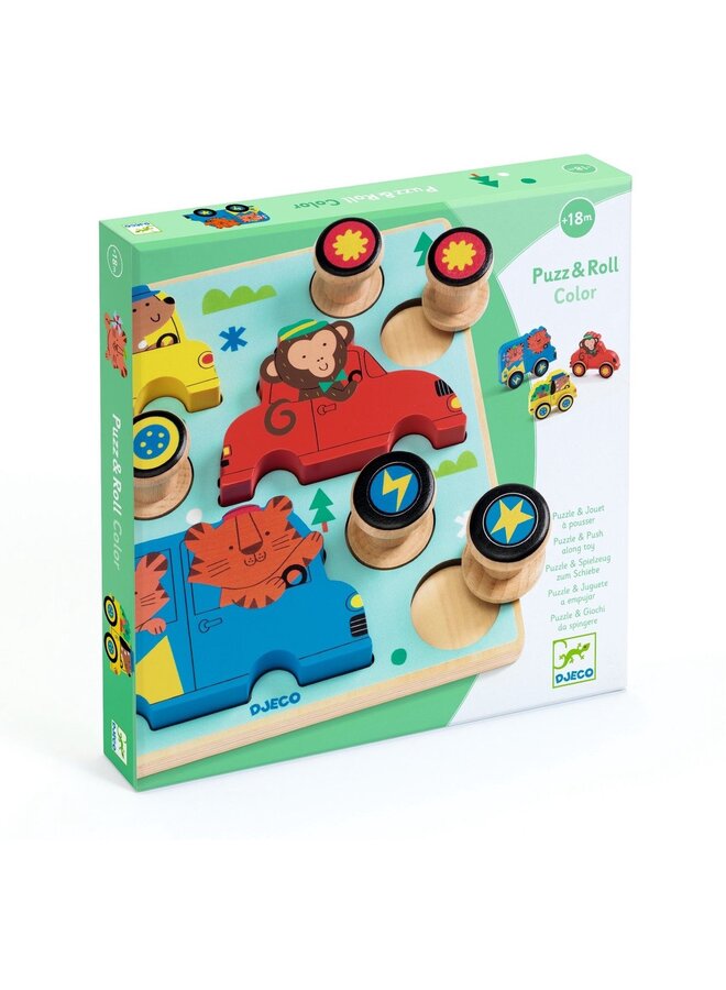 Djeco | houten puzzel | puzz & roll color
