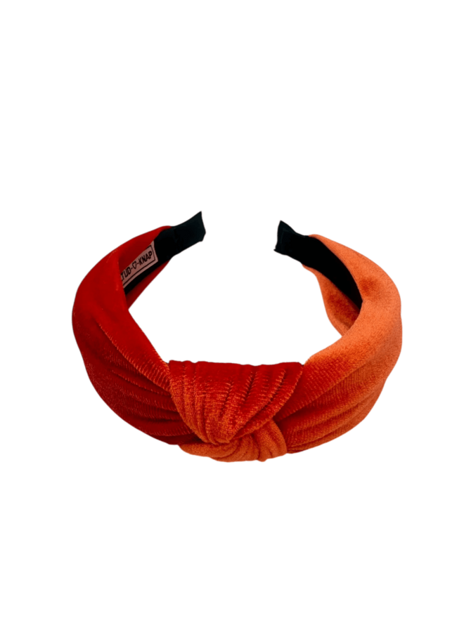 Altijd Knap | haarband | velvet met knoop koraalrood