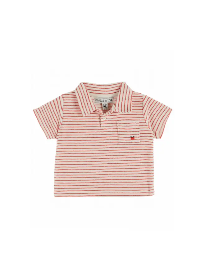 Emile & Ida | polo eponge raye | payure coquelicot