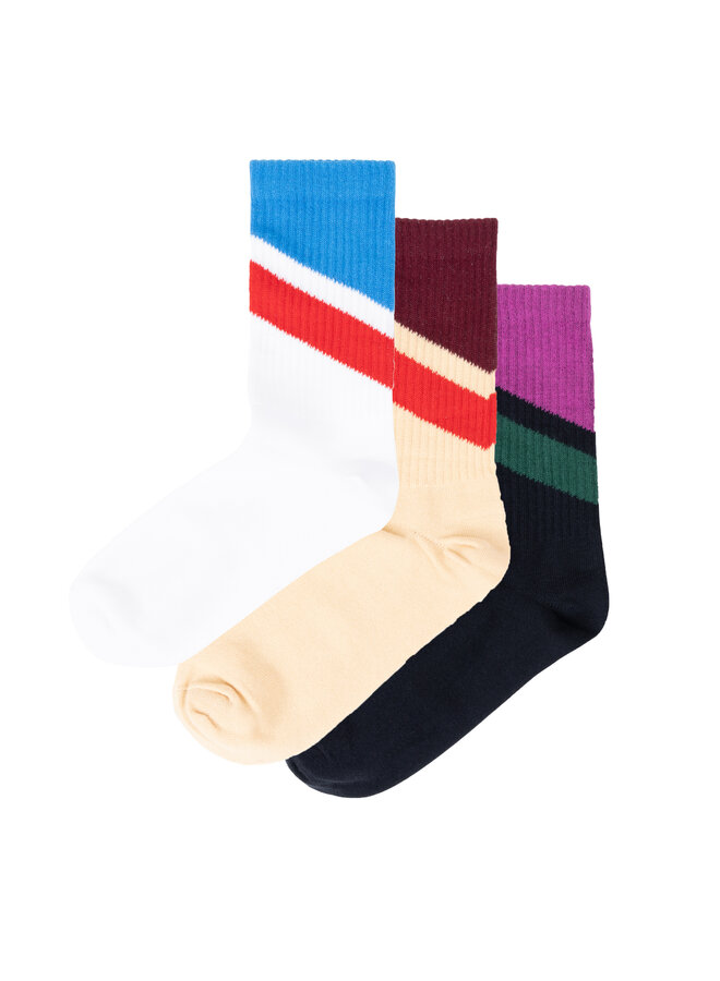Repose | 3 pack sporty socks | diagonal stripe
