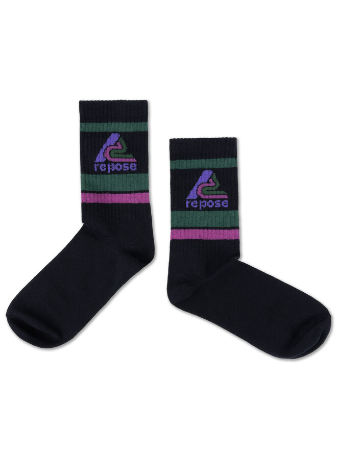 Repose | sporty socks | night black logo