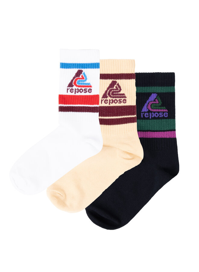 Repose | 3 pack sporty socks | 3 pack logo