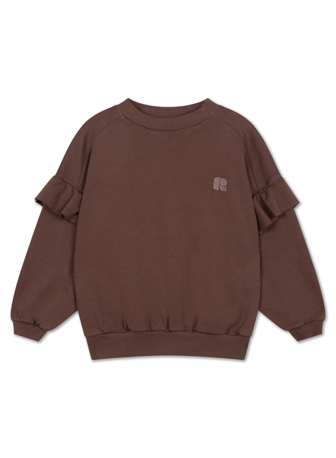 Repose | ruffle sweater | pure chocolate