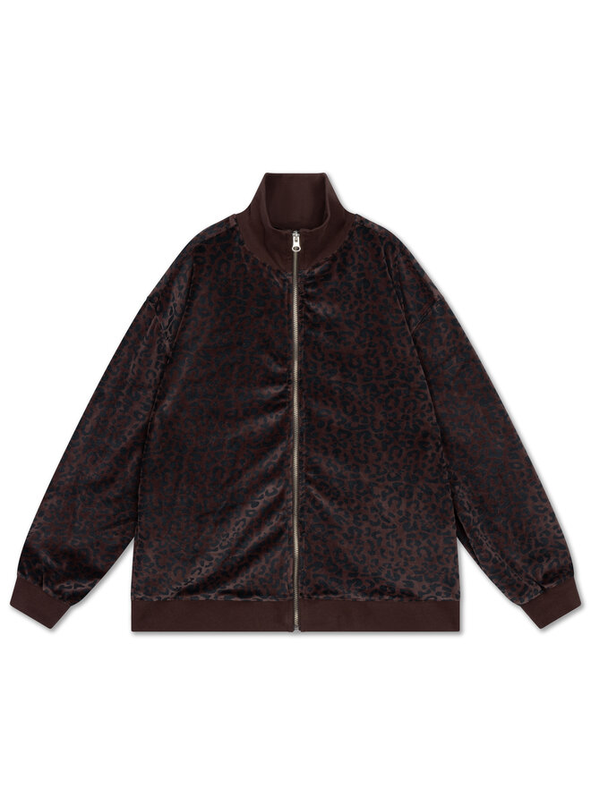 Repose | zip up sweater | chocolate leopard