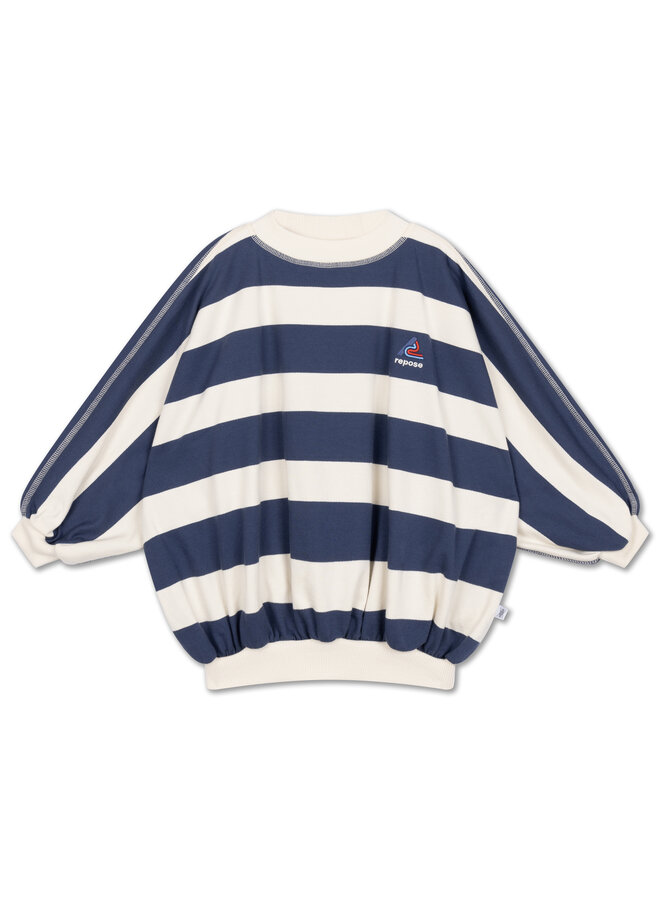 Repose | iris sweater | eclipse blue block stripe