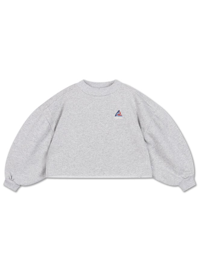 Repose | crop heart sweater | light mixed grey