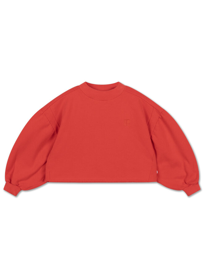 Repose | crop heart sweater | firecracker red