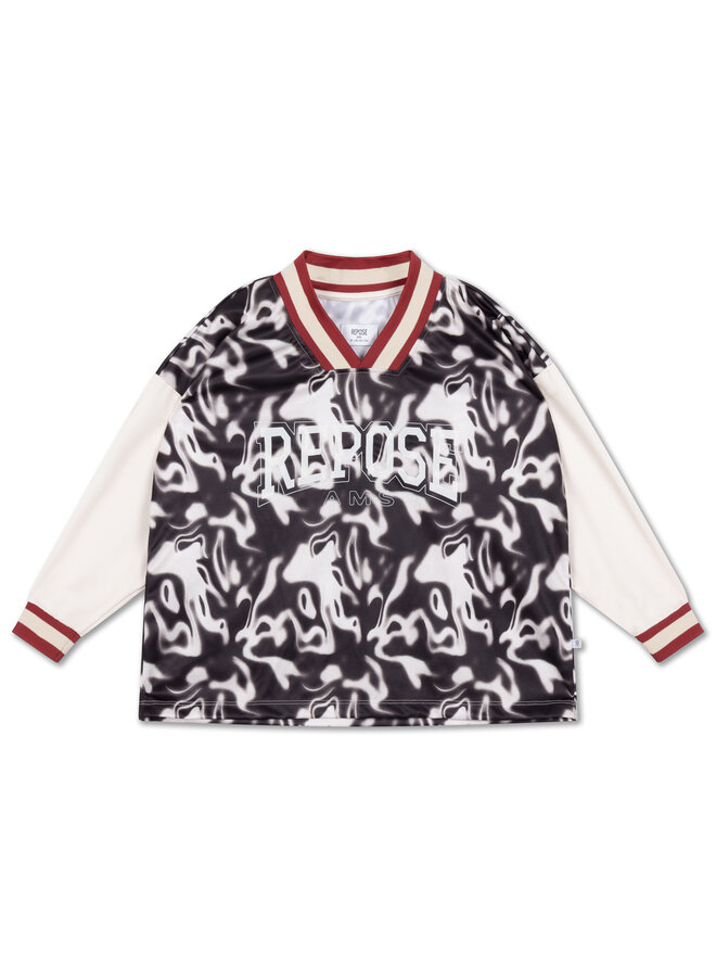 Repose | soccer tee | liquid marble color block