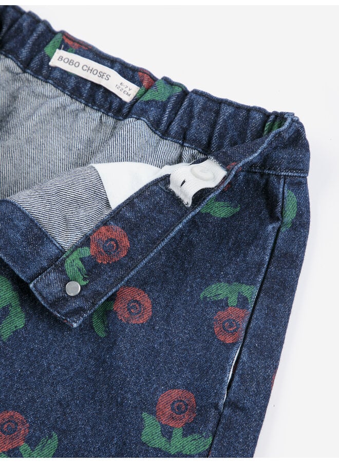 Bobo Choses | stamp bloom all over denim skirt | navy blue