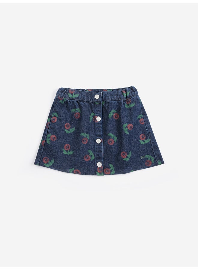 Bobo Choses | stamp bloom all over denim skirt | navy blue