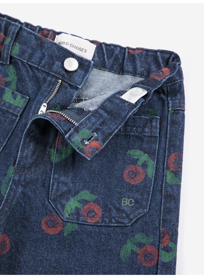Bobo Choses | stamp bloom all over denim pants | navy blue