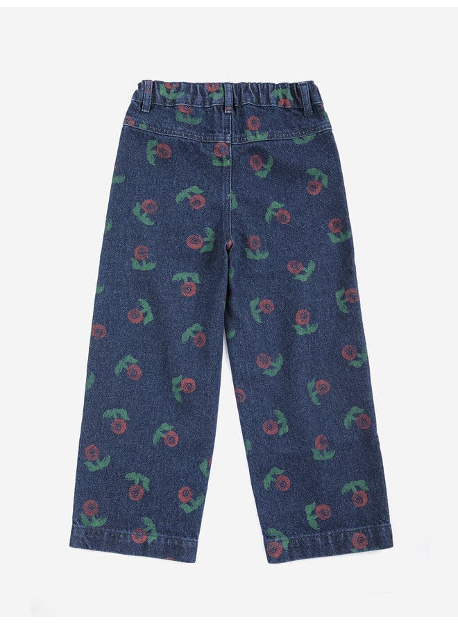 Bobo Choses | stamp bloom all over denim pants | navy blue