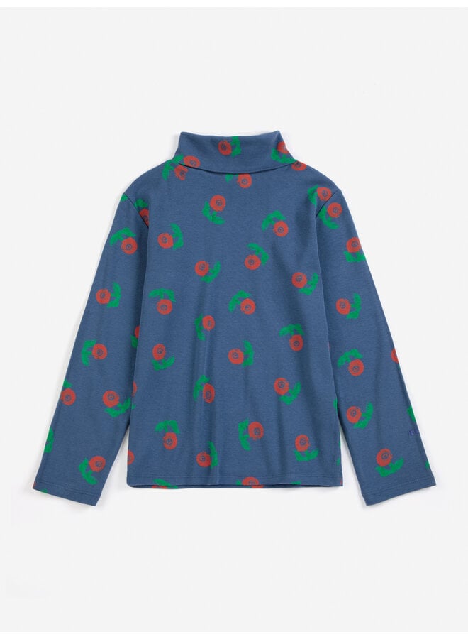 Bobo Choses | stamp bloom all over turtle neck t-shirt | navy blue