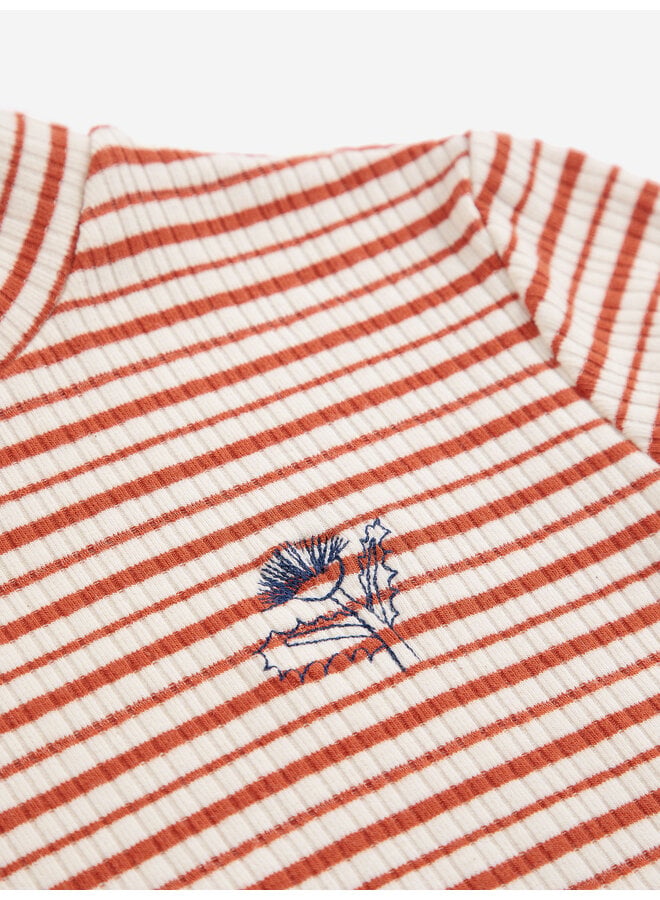 Bobo Choses | energy flower stripes turtle neck t-shirt | offwhite