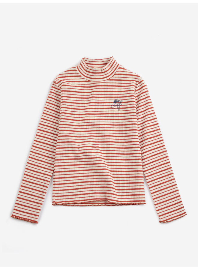 Bobo Choses | energy flower stripes turtle neck t-shirt | offwhite