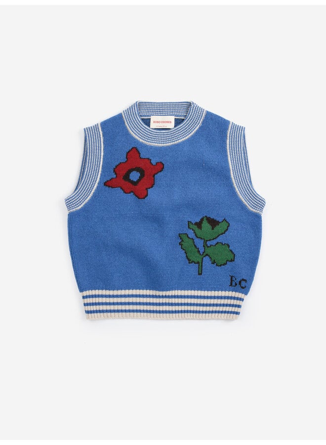 Bobo Choses | blossom knitted vest | blue