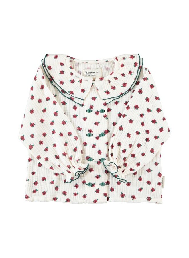 Piupiuchick | blouse w/ double collar | ecru w/ little flowers