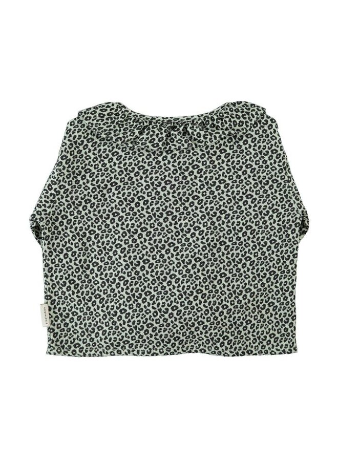 Piupiuchick | blouse w/ round collar | mint green w/ animal print