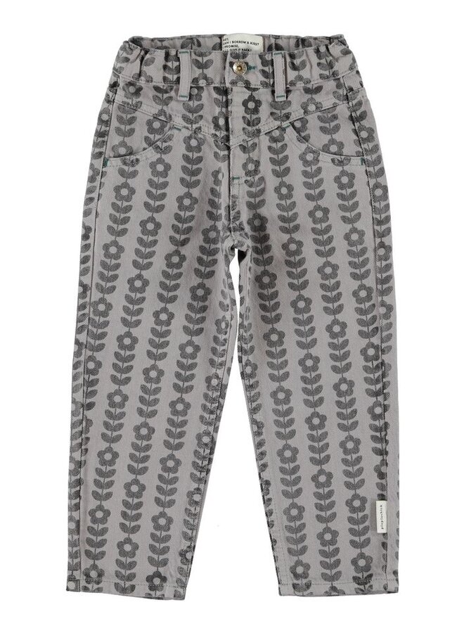 Piupiuchick | mom fit trousers | grey w/ black flowers