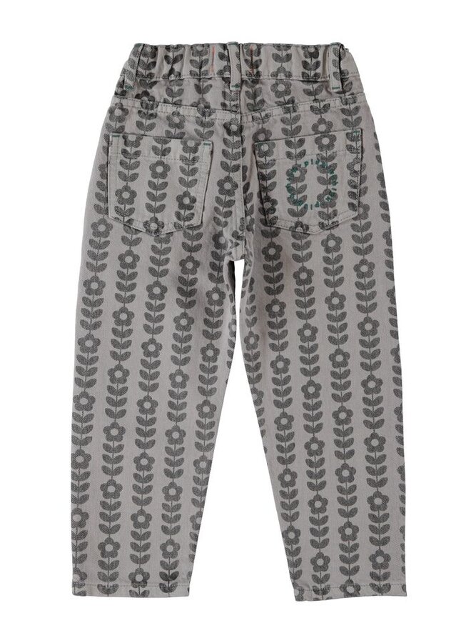 Piupiuchick | mom fit trousers | grey w/ black flowers