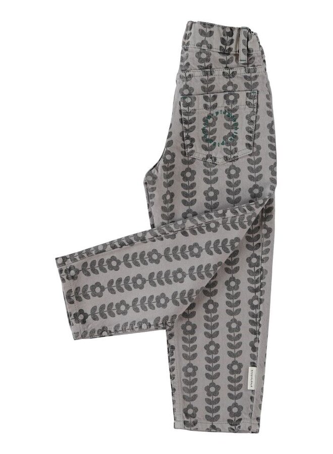 Piupiuchick | mom fit trousers | grey w/ black flowers