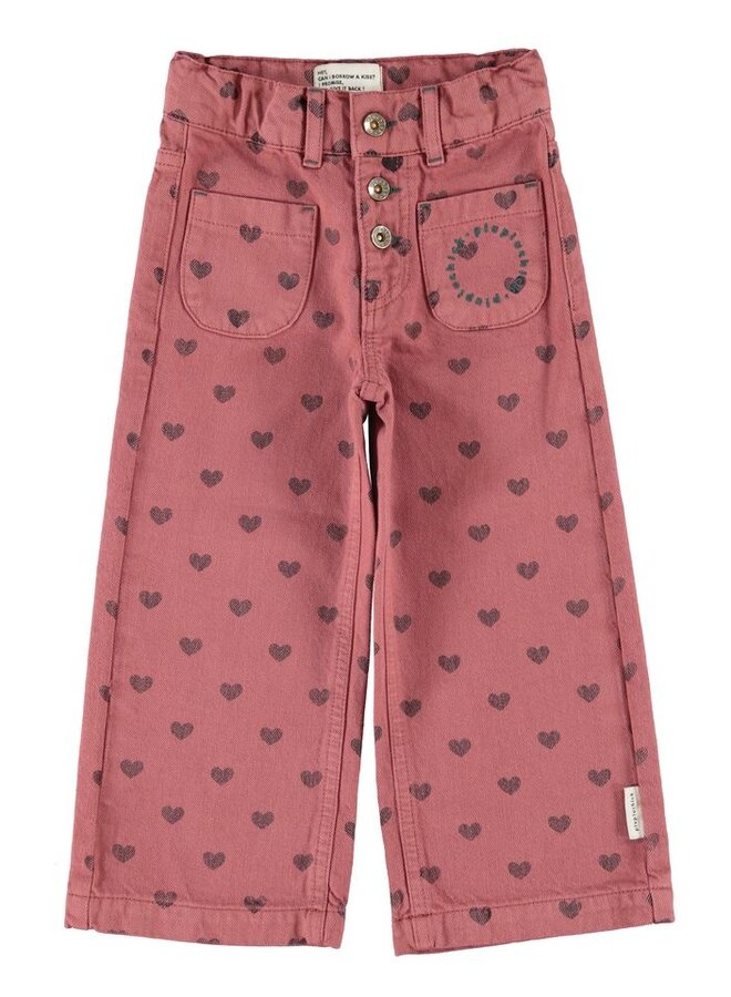 Piupiuchick | flare trousers | pink w/ black hearts