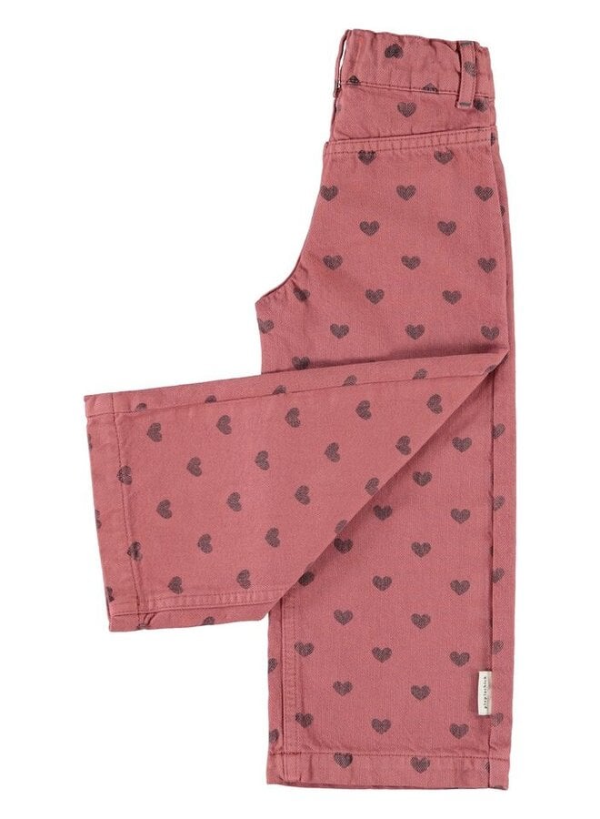 Piupiuchick | flare trousers | pink w/ black hearts