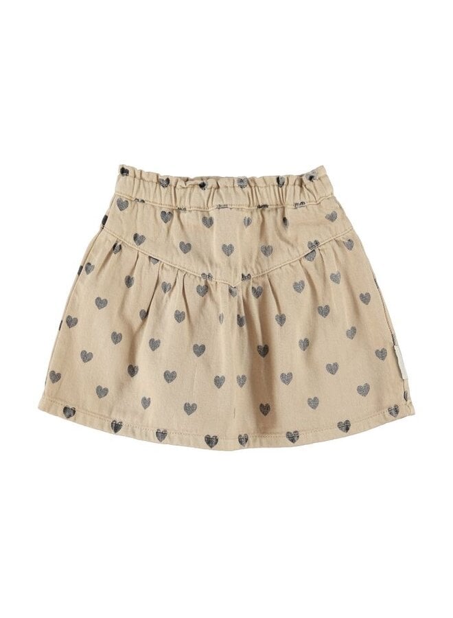 Piupiuchick | short skirt | beige w/ black hearts
