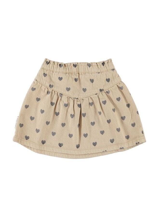 Piupiuchick | short skirt | beige w/ black hearts