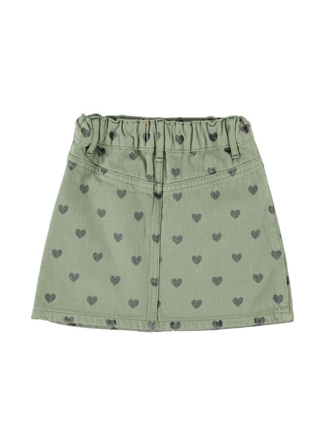 Piupiuchick | short skirt | olive green w/ black hearts