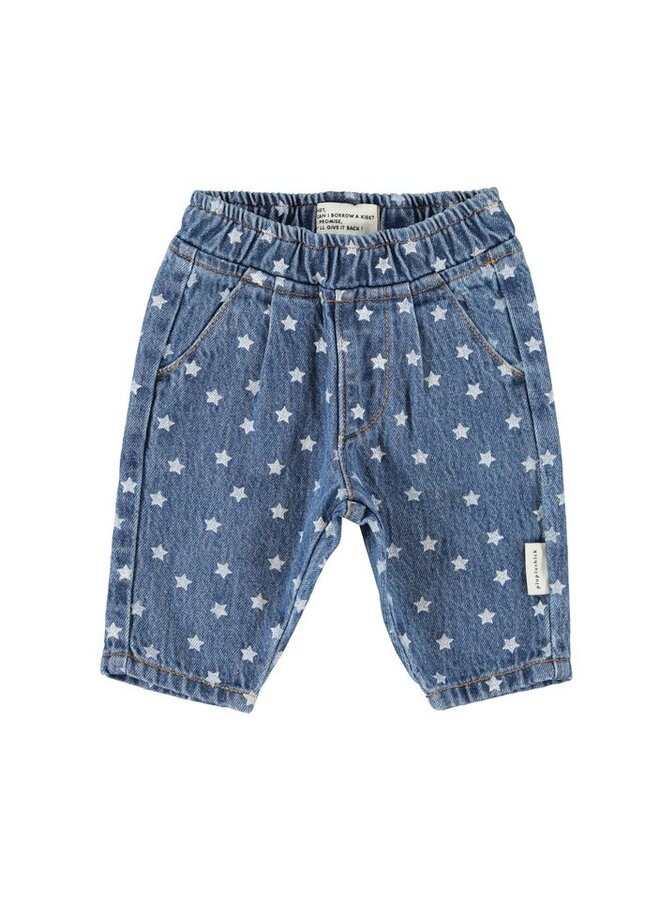 Piupiuchick | baby trousers | washed navy denim w/ stars